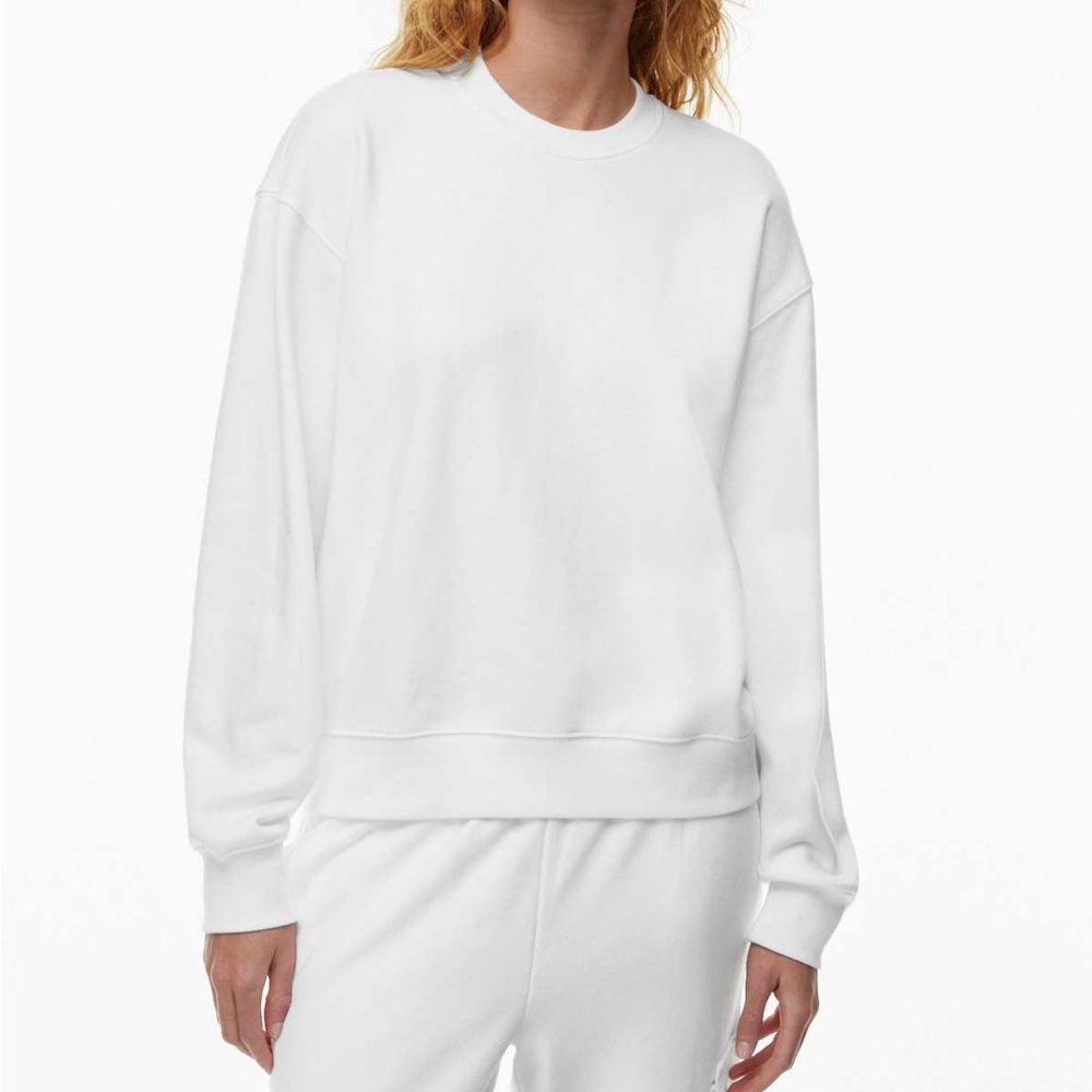 Aritzia TNA Terry Fleece Perfect Crew Sweatshirt in White